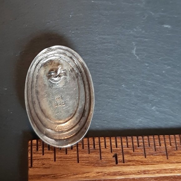 VTG 925 Sterling & Black Oval Pierced Signed Earrings Southwestern style - Picture 8 of 9